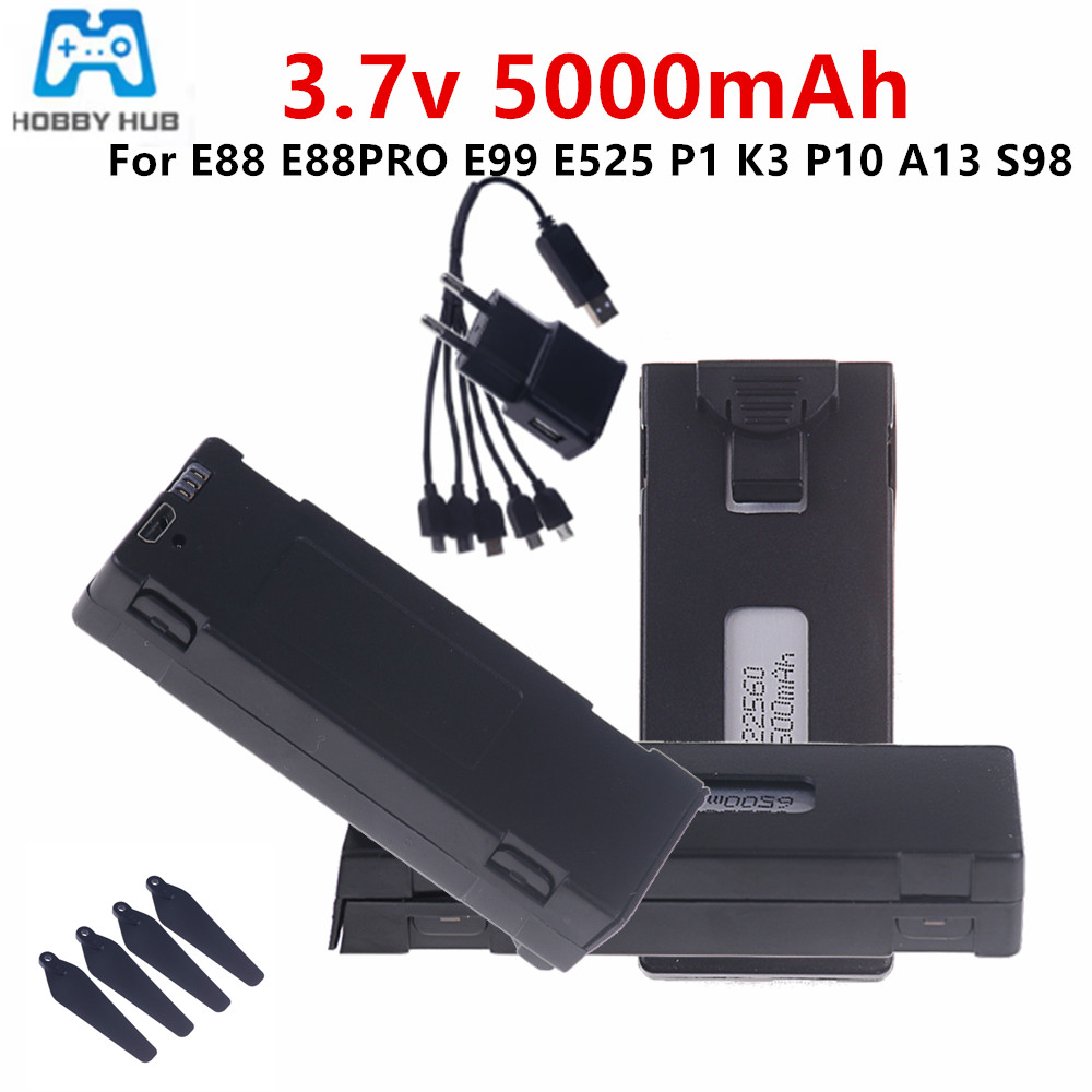 3.7V E88 5000mAh Rechargeable  - Drone Rc E99 K3 recension och pris